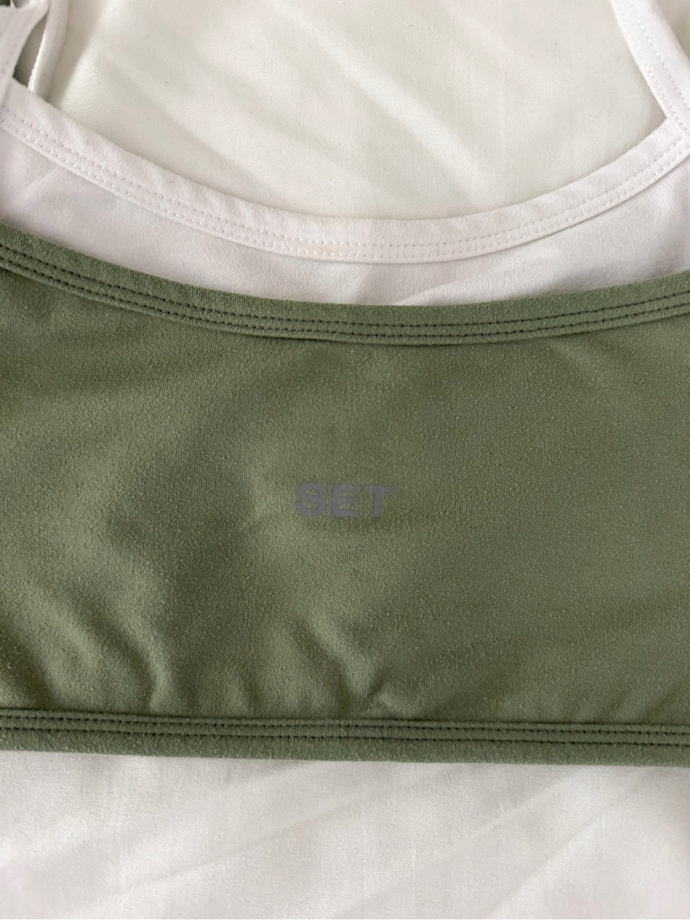 SET Active Green & White Double-Layer Sports Bralette - Picture 2 of 4